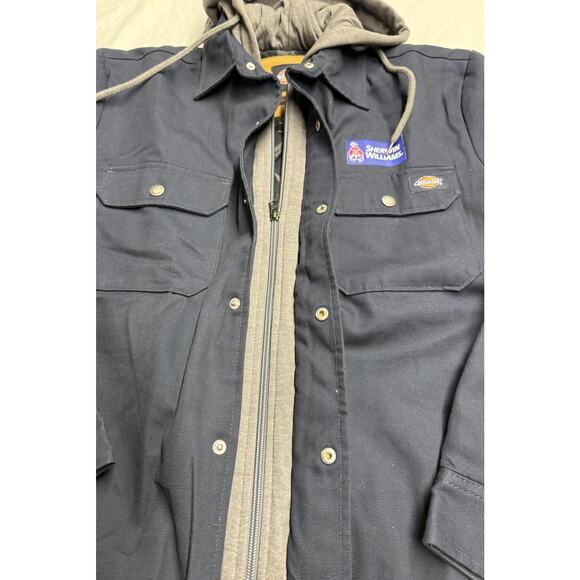 Dickies Jacket Mens Small Hooded Full Snap Quilted Workwear Painter Logo - Picture 7 of 12